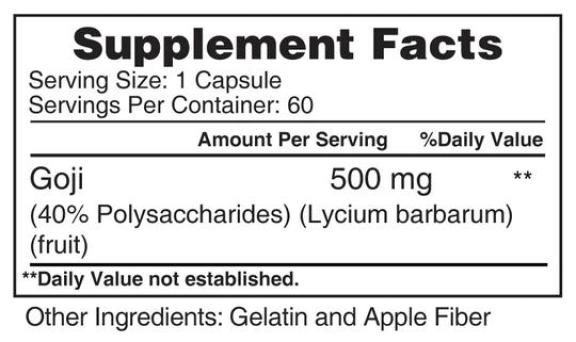 GOJI (SUPER ANTIOXIDANTE NATURAL) 500 Mg