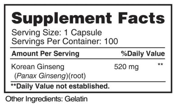 GINSENG KOREAN 520 Mg